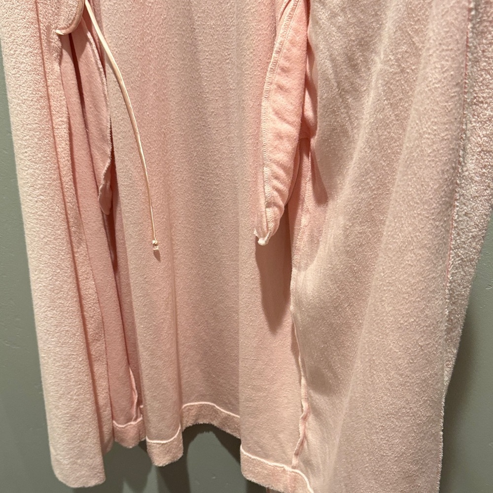 Vintage Christian Dior Carnation Pink Lace-Trim Terry Bath Lounge Robe with Tie - Picture 9 of 14
